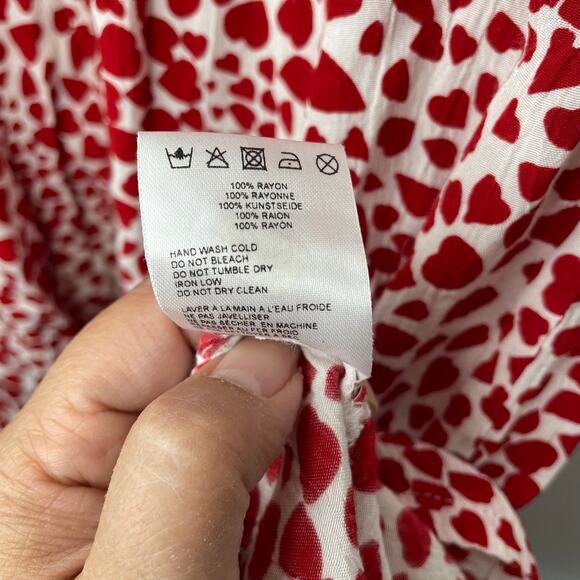 Rue Stiic Laguna Mini Dress Red White Heart Print Size M V-neck Valentines - Picture 13 of 13